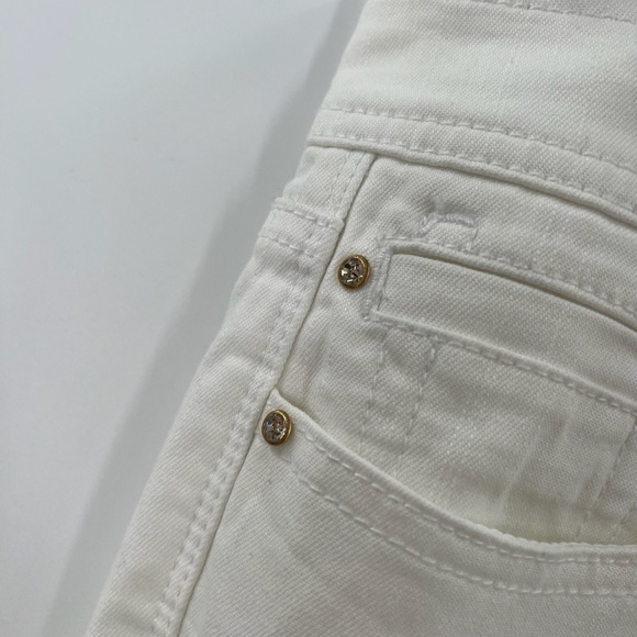 Blanc White Boot Leg Denim Silver/Gold Studs & Stones Ladies 10 NEW - Picture 7 of 14